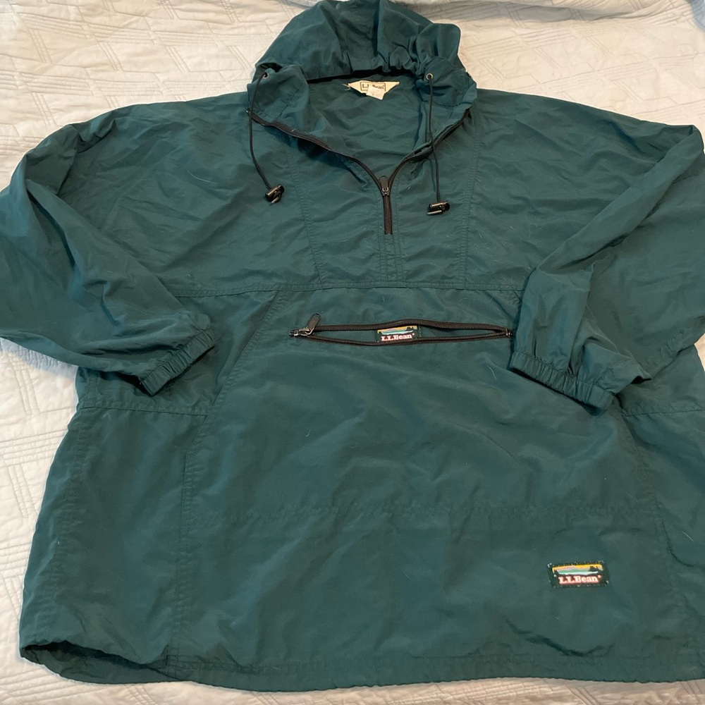 Vintage L.L.Bean green Pullover Windbreaker Hoodie